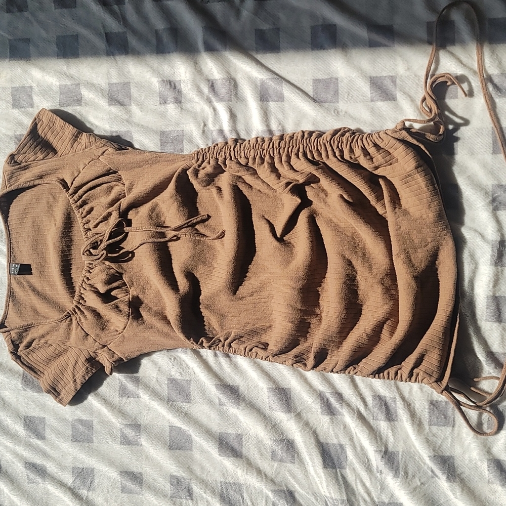 Ribbed drawstring dress